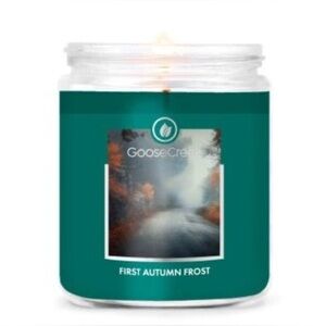 Goose Creek First Autumn Frost single wick Candle  new with lid brand